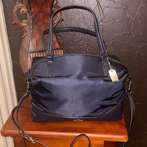 Coach Nylon Blake Carryall Tote Crossboardy Bag Black F57902 EUC